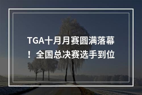 TGA十月月赛圆满落幕！全国总决赛选手到位