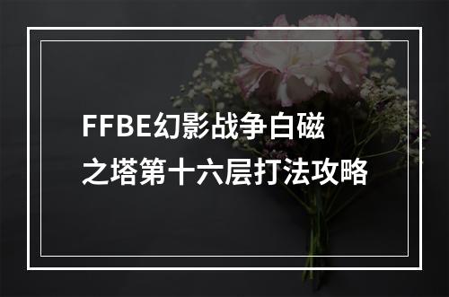 FFBE幻影战争白磁之塔第十六层打法攻略