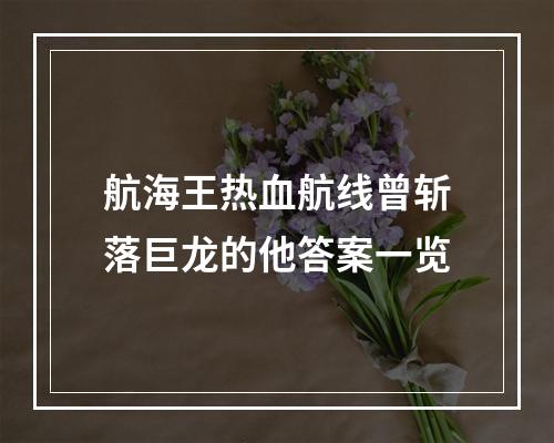 航海王热血航线曾斩落巨龙的他答案一览