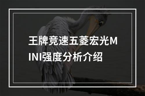 王牌竞速五菱宏光MINI强度分析介绍