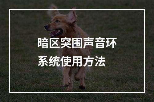 暗区突围声音环系统使用方法