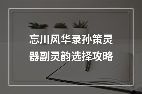 忘川风华录孙策灵器副灵韵选择攻略