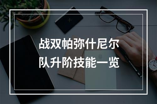 战双帕弥什尼尔队升阶技能一览