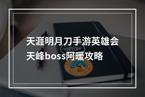 天涯明月刀手游英雄会天峰boss阿暖攻略