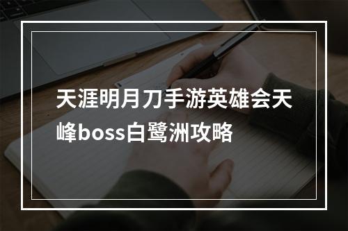 天涯明月刀手游英雄会天峰boss白鹭洲攻略