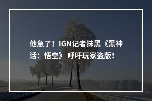 他急了！IGN记者抹黑《黑神话：悟空》 呼吁玩家盗版！