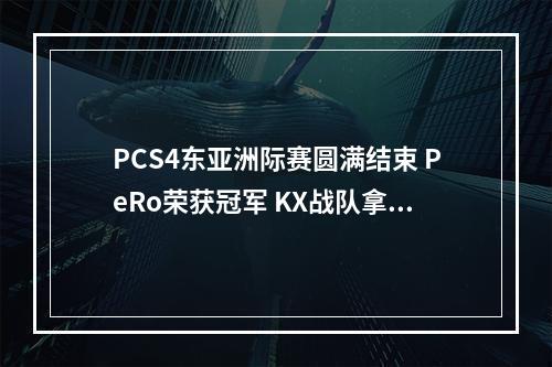 PCS4东亚洲际赛圆满结束 PeRo荣获冠军 KX战队拿下第三