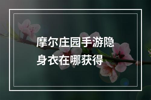 摩尔庄园手游隐身衣在哪获得