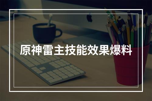 原神雷主技能效果爆料