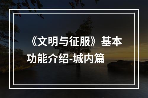 《文明与征服》基本功能介绍-城内篇