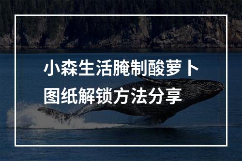 小森生活腌制酸萝卜图纸解锁方法分享