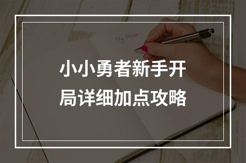 小小勇者新手开局详细加点攻略