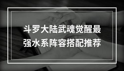 斗罗大陆武魂觉醒最强水系阵容搭配推荐