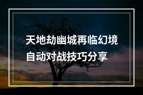 天地劫幽城再临幻境自动对战技巧分享