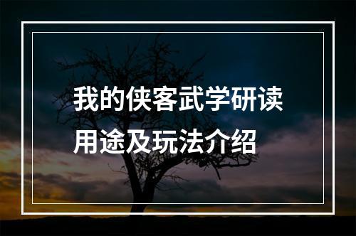 我的侠客武学研读用途及玩法介绍