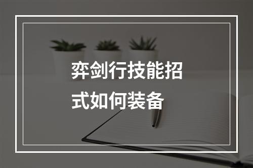 弈剑行技能招式如何装备