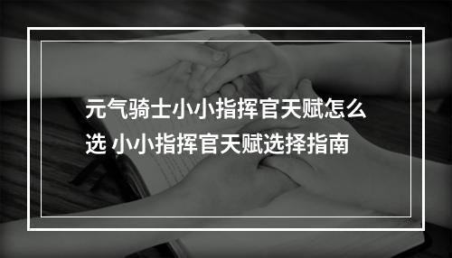 元气骑士小小指挥官天赋怎么选 小小指挥官天赋选择指南