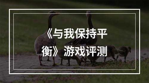 《与我保持平衡》游戏评测