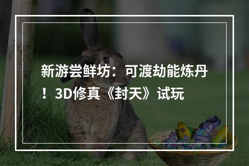 新游尝鲜坊：可渡劫能炼丹！3D修真《封天》试玩