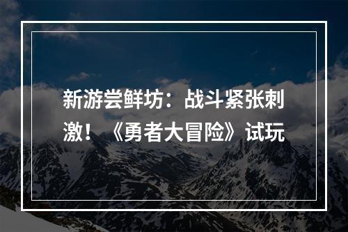 新游尝鲜坊：战斗紧张刺激！《勇者大冒险》试玩