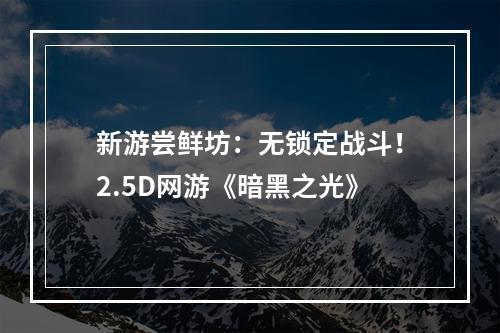 新游尝鲜坊：无锁定战斗！2.5D网游《暗黑之光》