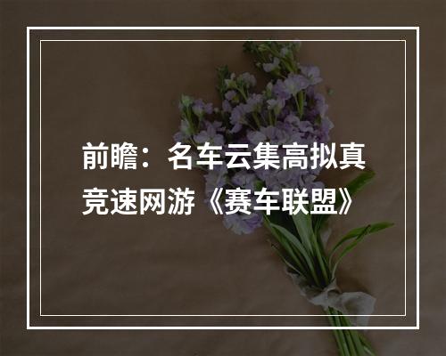 前瞻：名车云集高拟真竞速网游《赛车联盟》