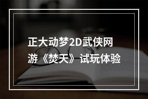 正大动梦2D武侠网游《焚天》试玩体验