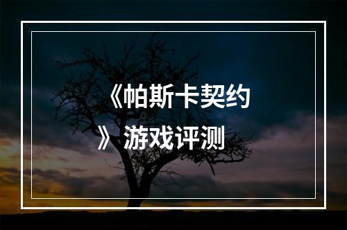 《帕斯卡契约》游戏评测